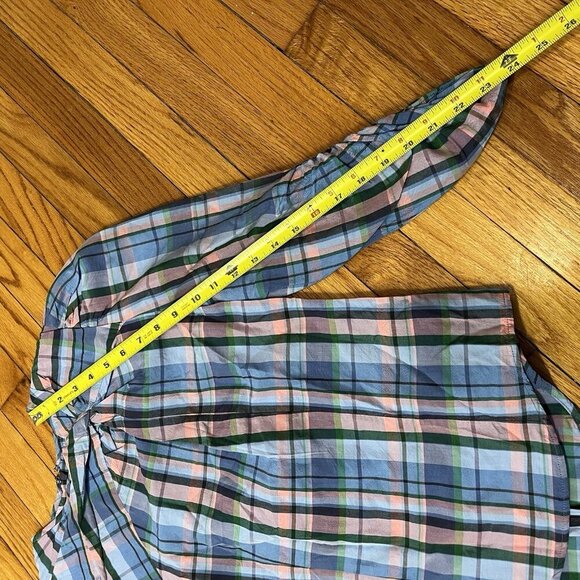 Isabel Marant Esmee Twisted Plaid Puff Shoulder Blouse in Blue Pink Green‎ - Picture 12 of 14